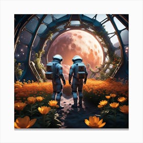 Astronaut space garden Canvas Print