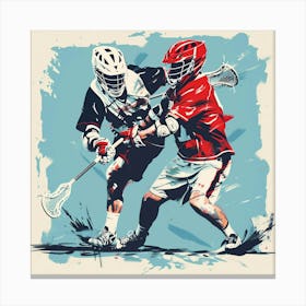 Two Lacrosse Players In Action 5 Canvas Print