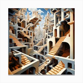 Dimensional Delusions Escher Inspired Abstract Pieces That Play With Perspective Dimension And Im 946173201 Canvas Print