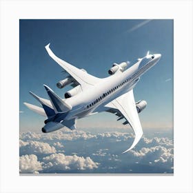 Futuristic Passenger Aircraft In The Sky Close To Camera Super Quality Side View 1226047763 Canvas Print