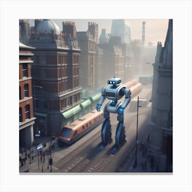 Robot In The City 93 Canvas Print