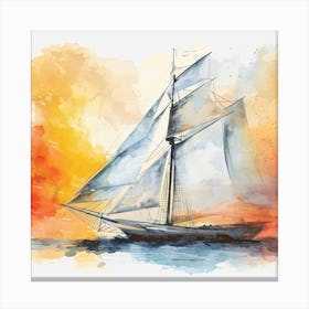 Watercolor Sailboat Painting Canvas Print