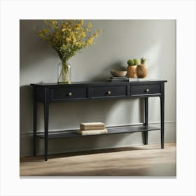 Black Console Table With Turnwood Legs Canvas Print