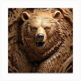 Wood Carving Of A Bear Canvas Print