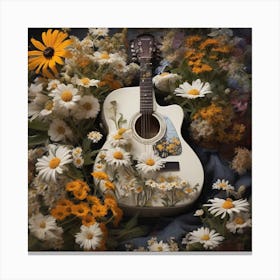 Flowers and a guitar 2 Canvas Print