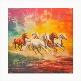 Rainbow Horses Galloping Collage 1 Canvas Print