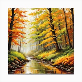 Forest In Autumn In Minimalist Style Square Composition 125 Canvas Print