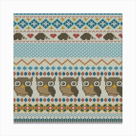 Owls On A Scarf Canvas Print