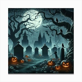 Halloween Graveyard 1 Canvas Print