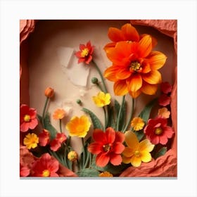 Flowers In A Rock Canvas Print