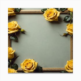 Yellow Roses In A Frame Canvas Print