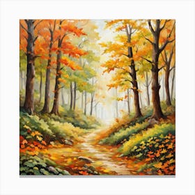 Forest In Autumn In Minimalist Style Square Composition 178 Canvas Print