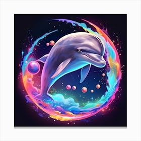 Dolphin In Space Canvas Print