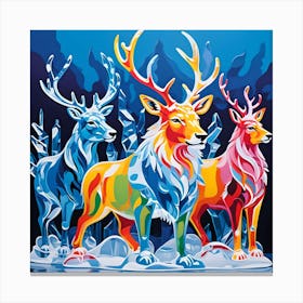 RAINOW DEER ICE SCULPTURE Canvas Print