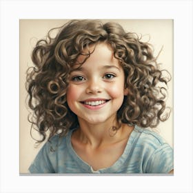 Portrait Of A Girl With Curly Hair 2 Canvas Print
