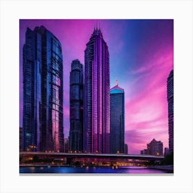 Dubai Skyline At Dusk 6 Canvas Print