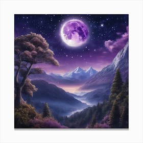 Full Moon In The Mountains 1 Canvas Print