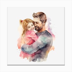 Father And Daughter Hugging Father's Day Canvas Print
