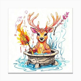 Deer In A Pot Canvas Print