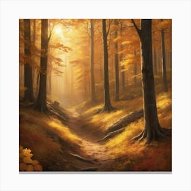 Autumn Forest Path paintings art print Canvas Print