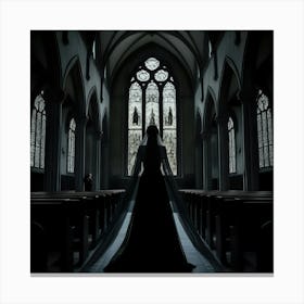 Silhouette Of A Bride In A Church Canvas Print