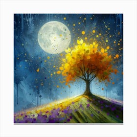 Tree In The Moonlight 1 Canvas Print