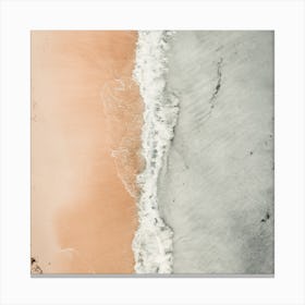 Aerial Beach Waves Square Canvas Print