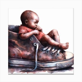 Baby In A Sneaker 1 Canvas Print