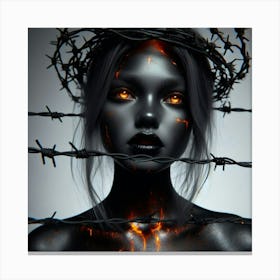 Black Woman With Barbed Wire Canvas Print