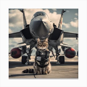 Cat fighter pilot Canvas Print
