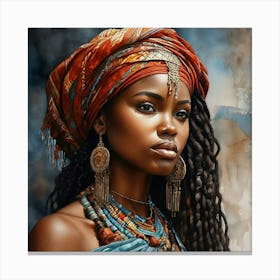 African Woman Watercolor Canvas Print