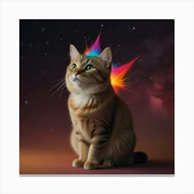 Cat With A Rainbow Crown Canvas Print