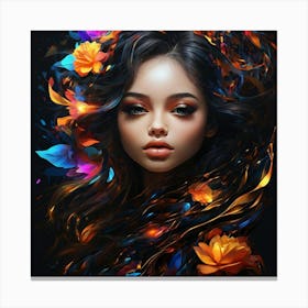 Girl With Flowers In Her Hair 1 Canvas Print