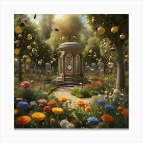 Bees In The Garden 7 Canvas Print