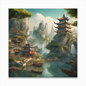 Chinese Village Canvas Print