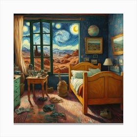 Van Gogh Painted A Bedroom With A View Of Martian Landscapes Canvas Print