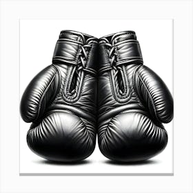 A Black And White Pencil Sketch Of A Pair Of Boxing Gloves 2 Canvas Print