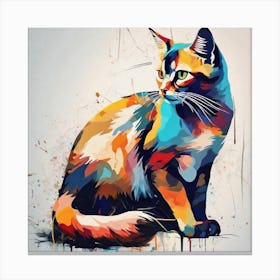 Colorful Cat Painting 1 Canvas Print