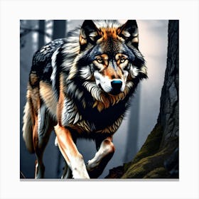 Wolf In The Woods 1 Canvas Print