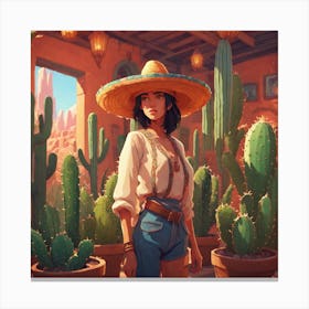 Cactus Girl 3 Canvas Print