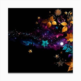 Abstract Background With Stars And Leaves Canvas Print