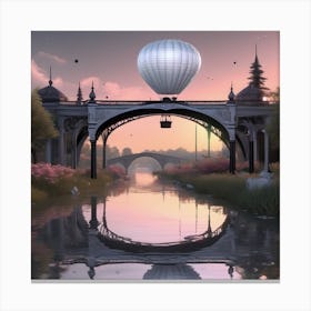 Bridge Over A River Landscape 5 Canvas Print