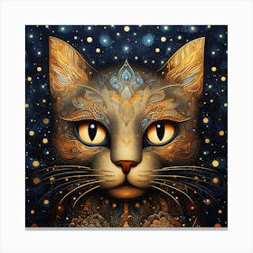 Cat With Stars By Person Canvas Print