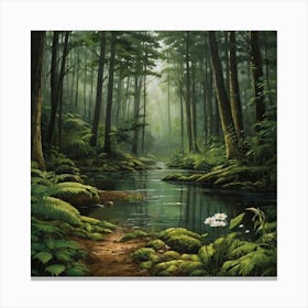 River In The Forest Canvas Print