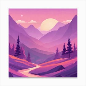 Misty mountains background in purple tone 44 Canvas Print