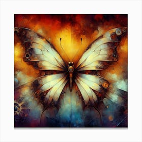 Abstract Butterfly in Rusty Amber & Blue Canvas Print