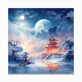 Ghibli Gleam Amidst Snow Canvas Print