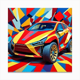 Futuristic Small Family Car Cubism Style Canvas Print