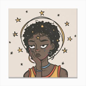 Black Girl With Stars Canvas Print