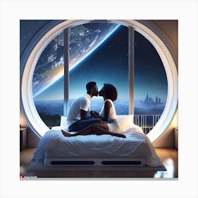 Couple Kissing In Bed Canvas Print